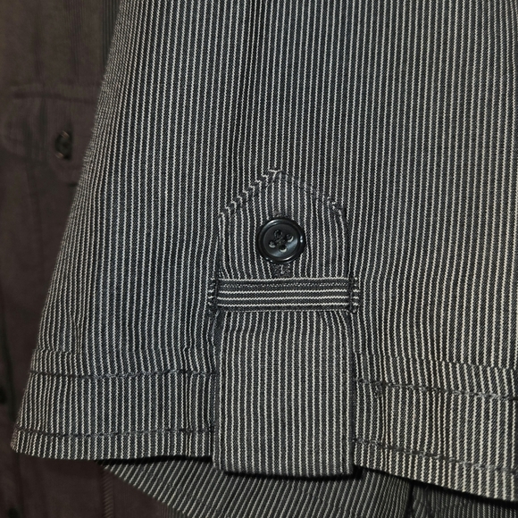 INC International Concepts GRAY/BLACK PINSTRIPE Button Down XL MOD PUNK EMO Y2K - Picture 12 of 16